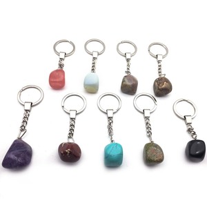 HZ Wholesale Natural Gemstone Key Ring Treatment Crystal Key Chain Souvenirs Gift