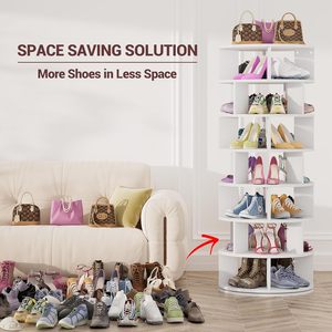 7 Tier Rotating <b>Shoe</b> Rack Round Standing Space Saving <b>Storage</b> Organizer For <b>Shoes</b> And Handbags - Product Image 1
