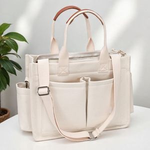 Sac fourre-tout souple multi-poches pour voyage en extérieur, sac à bandoulière en toile de coton avec logo personnalisé, vente chaude directe usine - Product Image 6