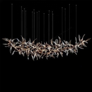 Phong cách hiện đại LED Đèn chùm ánh sáng mặt dây chuyền lớn trong nhà pha lê thủy tinh lá đèn với khung sắt điều khiển từ xa trang trí nhà - Product Image 4