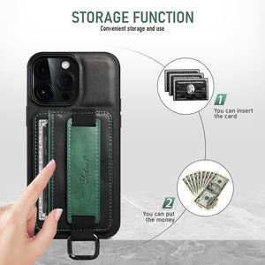 Funda de teléfono SUTENI, correa de muñeca, hebilla de anillo, tarjetero de piel sintética, soporte para iPhone 17 Pro Max 16 Plus 15 14 13 <span class=keywords><strong>Mini</strong></span> 12 11 - Product Image 3