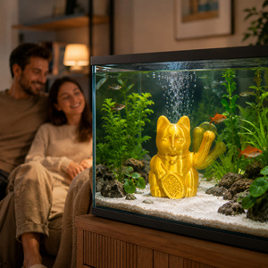 Matériel d'impression 3D personnalisé, jouet chat porte-bonheur de dessin animé, grottes de cachette pour poissons et crevettes d'aquarium, micro-paysages, jouet créatif - Product Image 5