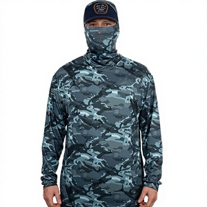 เสื้อเชิ้ตตกปลาผู้ชายลายพรางมีฮู้ด ป้องกันแสงแดด UPF 50 แขนยาว ป้องกันรังสียูวี พร้อมผ้าคลุมหน้าพิมพ์ลาย - Product Image 2