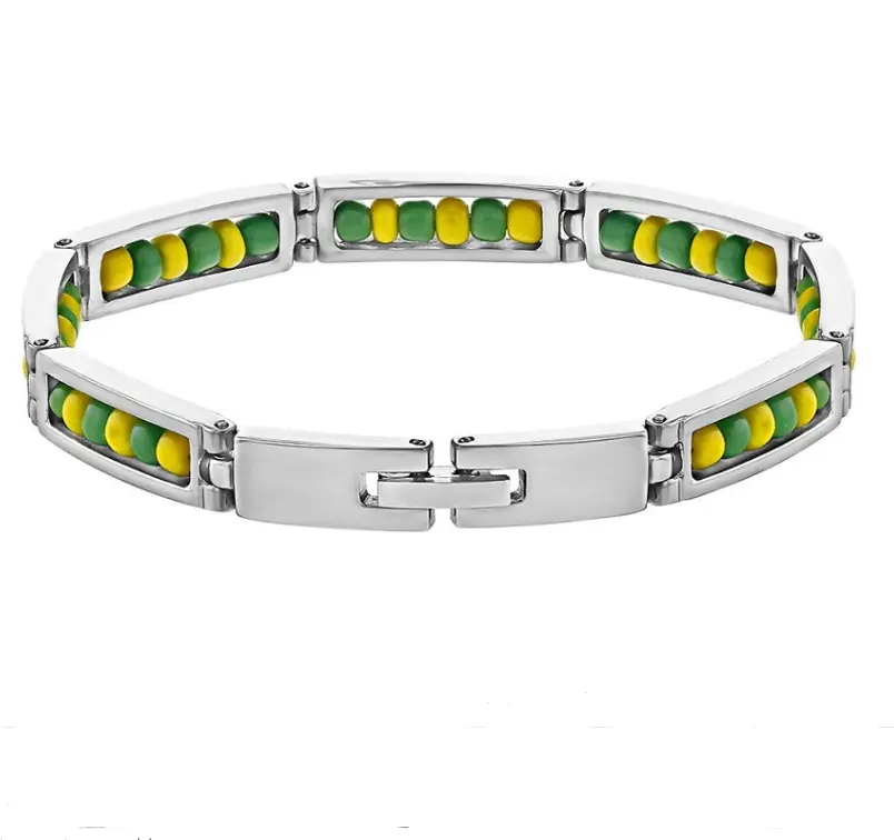 Joyería de acero inoxidable de Color verde y amarillo Orula pulsera mezcla cuentas Unisex brazalete al por mayor