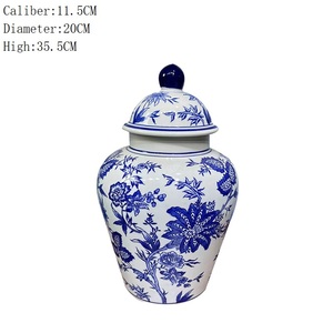 세련된 골동품 파란색과 흰색 사용자 정의 세라믹 항아리 유럽과 미국 스타일 홈 꽃병 장식 - Product Image 5