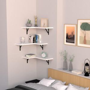 Ensemble <span class=keywords><strong>de</strong></span> 4 étagères d'angle au design moderne, étagères murales flottantes pour l'organisation et le rangement - Product Image 2