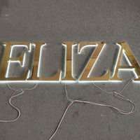 Lettres rétroéclairées jaunes pour décoration intérieure, lettres en acier inoxydable LED, lettres rétroéclairées dorées pour enseigne de magasin, enseigne commerciale LED personnalisée