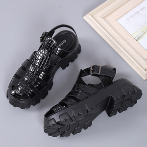 2025 New Foreign Trade Outdoor Roman <b>Sandals</b> Plus Size Thick Bottom Hollow Platform Woven Retro Baotou Summer Casual - Product Image 4