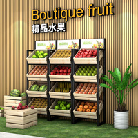 Bedrijf Freshfruitsandgets Ijzeren Frame Supermarkt Planken Staan Display Hout Fruit Display Rack