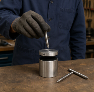 Support de verre monotrou en acier brossé noir avec vis de fixation pour kit de montage de garde-corps en verre Coliseum - Product Image 6