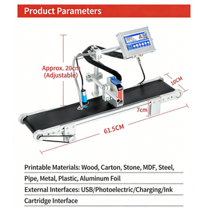 เครื่องพิมพ์อิงค์เจ็ทออนไลน์ขนาด 12.7 มม. พร้อมสายพานลำเลียง 2 in 1 สำหรับการพิมพ์โค้ดบนสายการผลิต ขวด ถุง กระป๋อง กล่อง - Product Image 3