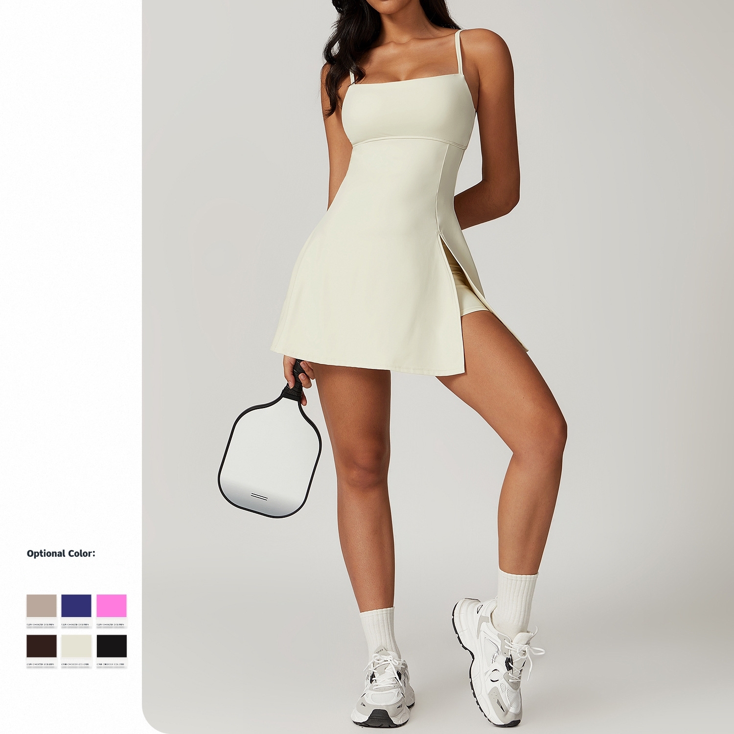 Female Tight Shorts Sports Dress Slimming Strap Casual Fitness Yoga Tennis Dress
