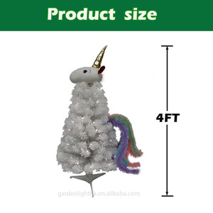 4FT High Quality <b>Unicorn</b> Christmas Tree LED <b>Lights</b> Rainbow Tail Flocked Snowy White Artificial Eco-Friendly 50L Home Holiday - Product Image 2