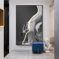 Peinture décorative murale pour salon moderne, art mural pour couloir, yoga, femme luxueuse, peinture à LED lumineuse