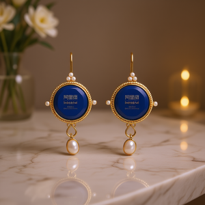 Ali Shang E4584 Pendientes de Gota Dorados con Perlas de Imitación y Engaste de Bisel, Joyería Clásica de Moda para Mujer - Product Image 2