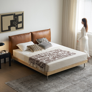 <span class=keywords><strong>Barker</strong></span> cama de cuero Queen estilo Retro Medieval 1,8 bordes bolsa suave cama doble estilo Simple moderno de madera para dormitorio principal - Product Image 2