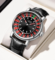 Montre à quartz pour homme LIGE LG89161 en gros, avec disque de roulette de casino rotatif, lumineuse, pour le gaming, personnalisable OEM