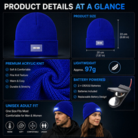 Berretto LED con 5 Luci, Cappello Invernale in Acrilico Lavorato a Maglia con Lampada Frontale Integrata, Unisex, Caldo, per Campeggio, Corsa, Passeggiate e Sport all'Aperto