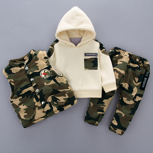 Ensemble de vêtements d'hiver pour garçon avec sweat à capuche, gilet et pantalon, 3 pièces de vêtements camouflage, sweat à capuche pour enfants, vêtements pour enfants - Product Image 2