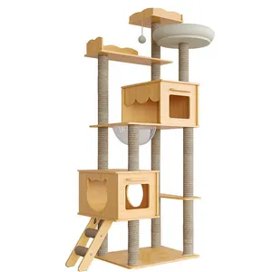 Tiragraffi per gatti albero di attività per gatti a casa alta multilivello con tiragraffi in Sisal attività in legno casetta per gatti