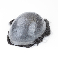 Prêt à expédier Prix d'usine 0,03-0,04 mm Peau fine Full PU Cheveux humains Remy chinois Système capillaire pour hommes Perruques toupet