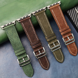 Bracelet de luxe en cuir véritable vintage italien cousu main pour hommes pour Apple Watch - Product Image 1