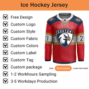 Maillot de hockey sur glace brodé personnalisé en polyester 100% professionnel OEM à séchage rapide - Product Image 2