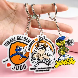 Wholesale Factory custom color Keychain Rubber 2D 3D taekwondo sport key holder