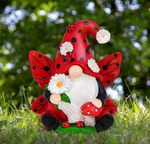 Résine <span class=keywords><strong>Lady</strong></span> <span class=keywords><strong>Bug</strong></span> Gnomes Figurines Décor, Printemps Cuisine Décor Cadeaux pour Femmes D'été Jardin Gnomes Pelouse Décorations Extérieures - Product Image 6