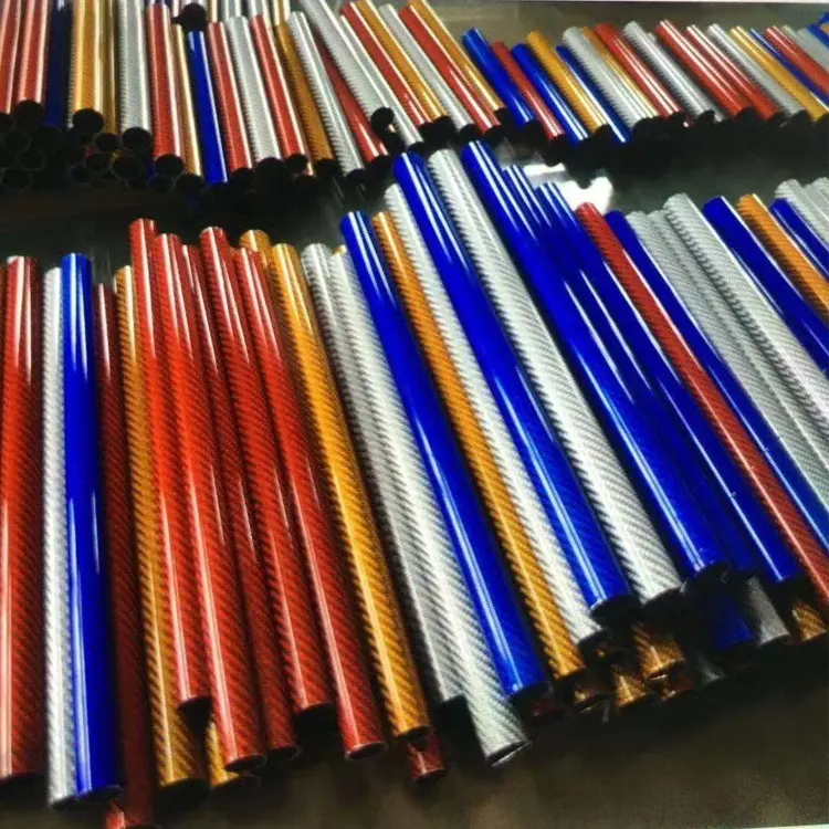 Tubi elettrici in fibra di carbonio rosa blu rosso, fabbrica di tubi in fibra di carbonio di colore elettrico grigio argento