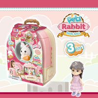 Ensemble de jeu d'imitation en plastique pour filles avec valise de transport et coiffeuse, sac d'école gonflable pour enfants d'âge préscolaire