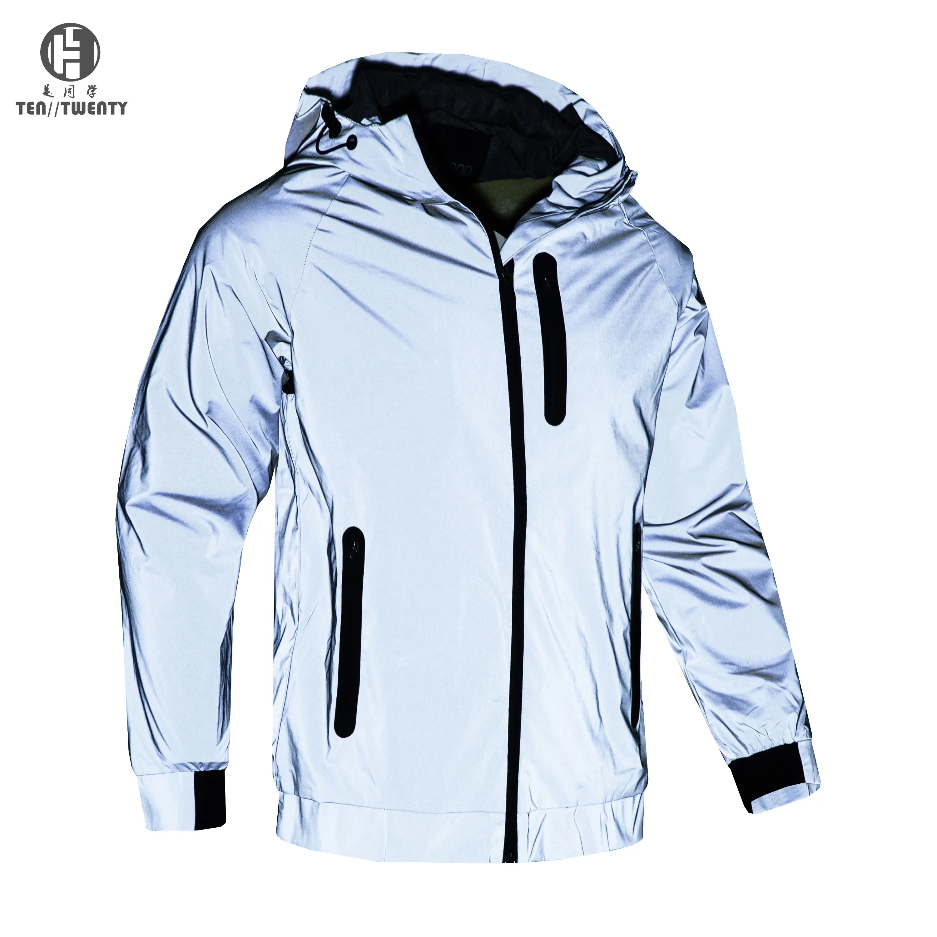 2022 Custom logo men jacket reflective spring fall work hoodies bomber windbreaker plus size men's coats & jackets for man