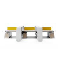 Bureau de travail debout modulaire en bois moderne pour 6 personnes avec hauteur réglable