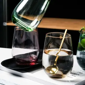 Прозрачные прозрачные элегантные очки ручной работы, стеклянная посуда, разноцветные бокалы без стебля - Product Image 5