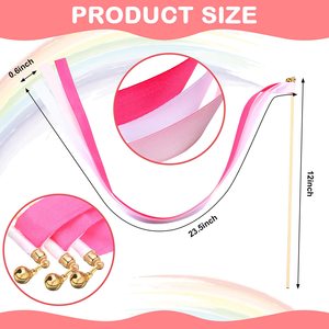 100 pièces/paquet Guirlandes de ruban multicolores pour fête avec clochettes, baguettes de fée en soie, bâtons de mariage en ruban, guirlandes de ruban - Product Image 4