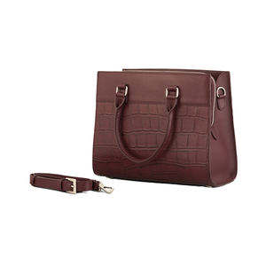 Sac cabas pour femme en cuir véritable, design minimaliste, motif alligator, deux poignées, couleur marron, usage quotidien, toutes saisons - Product Image 5