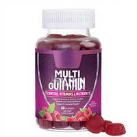 Gommes multivitaminées pour adultes, soutien nutritionnel quotidien, soutien immunitaire, vitamines A, C, D, B12, flacon de 60 unités pour femmes et hommes