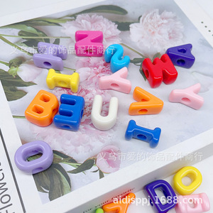 Cuentas de letras acrílicas con agujero grande, colores mixtos, para hacer joyas, accesorios de bricolaje - Product Image 3