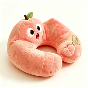 Customized Cartoon Peach Character U <b>Neck</b>, <b>Cushion</b> Lovely Embroidered Peach Plush <b>Neck</b> Rest - Product Image 5