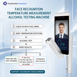 Terminal de contrôle d'accès biométrique personnalisable avec éthylotest pré-emploi, prise en charge SDK OEM, reconnaissance faciale et détection d'alcoolémie - Product Image 5