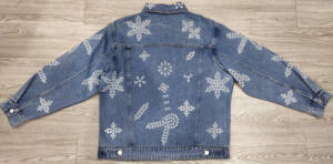 Bufa Jean Factory, ropa de <span class=keywords><strong>mujer</strong></span> personalizada, chaqueta vaquera de gran tamaño para <span class=keywords><strong>mujer</strong></span>, abrigos elegantes, chaqueta vaquera con bordado calado - Product Image 2