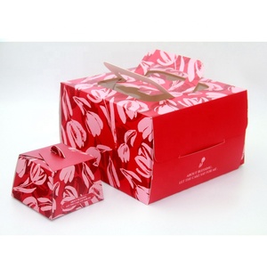 Caja de pastel de galletas Bento de papel de Navidad rosa con logotipo impreso de cartón personalizado al por mayor a buen <span class=keywords><strong>precio</strong></span> razonable con ventanas - Product Image 2