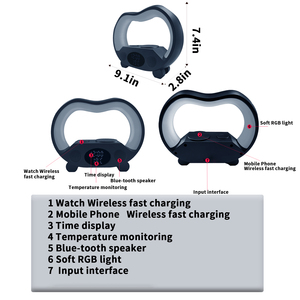 <span class=keywords><strong>G</strong></span> lámpara multifunción <span class=keywords><strong>3</strong></span> en 1 cargador inalámbrico pad soporte altavoz RGB despertador para reloj <span class=keywords><strong>airpods</strong></span> y para iPhone - Product Image 6