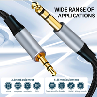 Adaptor Audio Berkualitas Tinggi 6.35mm Male ke 3.5mm Male OEM ODM Adaptor Headphone Profesional Kabel Jack Audio Stereo Aux