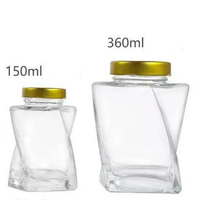 Pot en verre unique avec bouchon à vis noir et or pour aliments, personnalisation du logo, taille 150 ml, 360 ml
