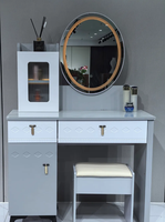 Table de maquillage moderne minimaliste avec miroir éclairé et armoire de rangement, table compacte pour petits appartements et hôtels