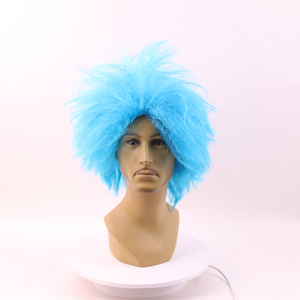 Peluca Afro para mujeres, pelo azul brillante, barata, para Fans del fútbol, de la Copa Mundial de <span class=keywords><strong>Rusia</strong></span>, venta al por mayor - Product Image 3