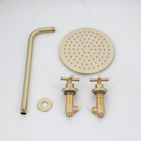 Ensemble de robinetterie de douche murale 8 pouces en or brossé, avec pommeau de douche pluie rond et carré, mitigeur à 2 poignées