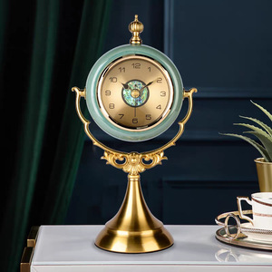 European Retro Style Table Clock Circular Gold Base Desktop Ornament Living Room Home Decor Light Luxury Design - Product Image 3