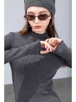 Pull col roulé 100 % cachemire pur pour femme, coupe ajustée, bordure festonnée, élégant, chaud, tricot d'hiver